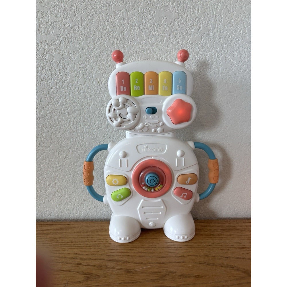 Rare Tumama Light up Musical Robot Piano Rattle Baby Toy 11" Tall Tested